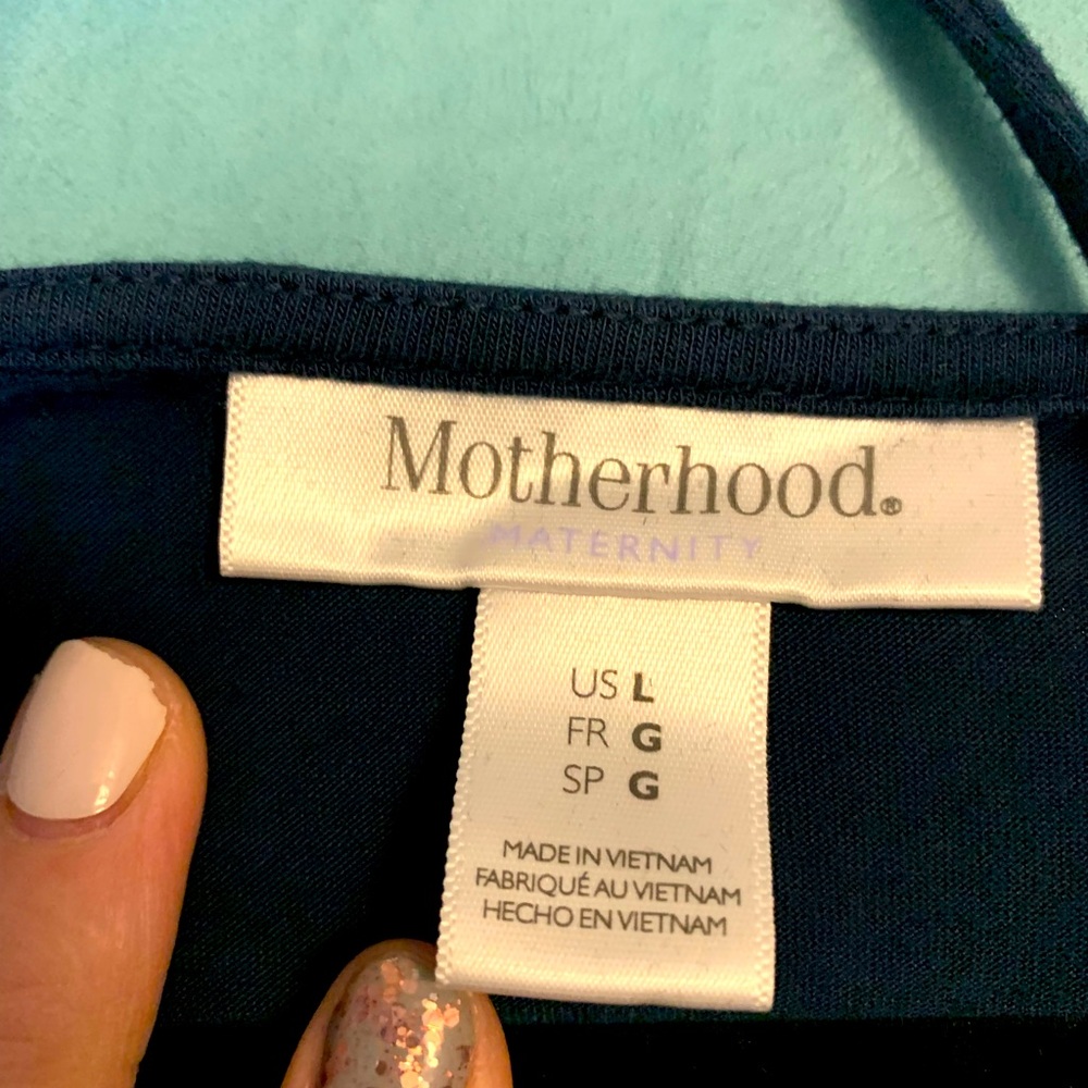 Blue Maternity dress with wrap belt. So comfy!